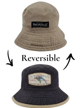Jimmy Buffett Margaritaville Reversible Bucket Hat Bait & Tackle Tan Black OSFM